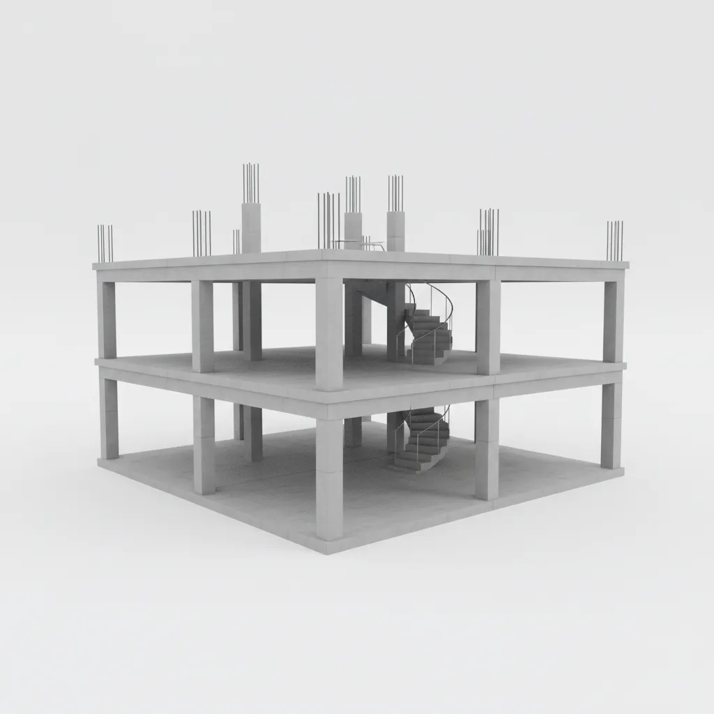 Model struktur rumah dua lantai tampilan 3D