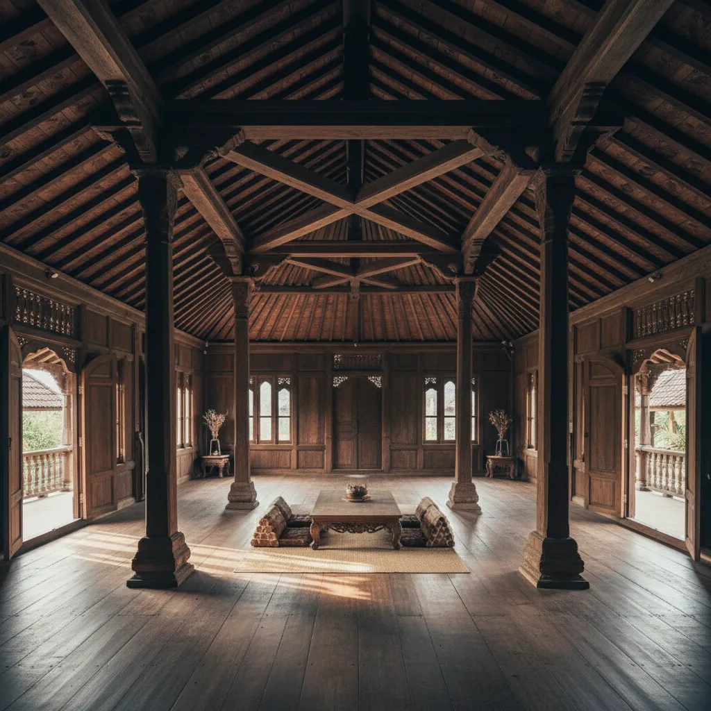 Struktur ruang rumah Joglo tradisional Jawa
