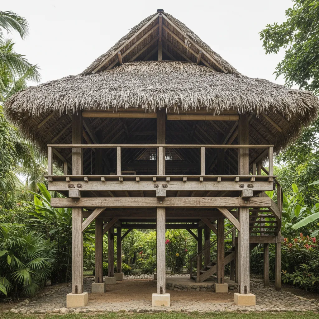 Struktur kolom rumah panggung yang menopang bangunan