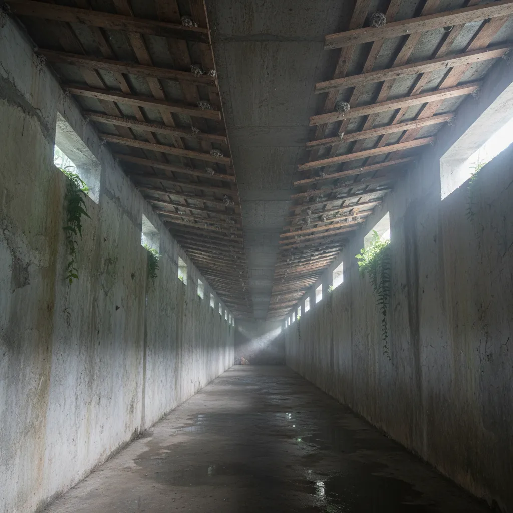 Struktur interior rumah walet dengan papan sarang