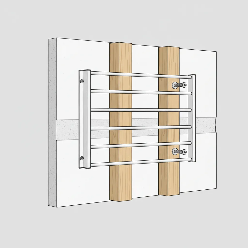 Installing wall mounted drying rack into wall studs