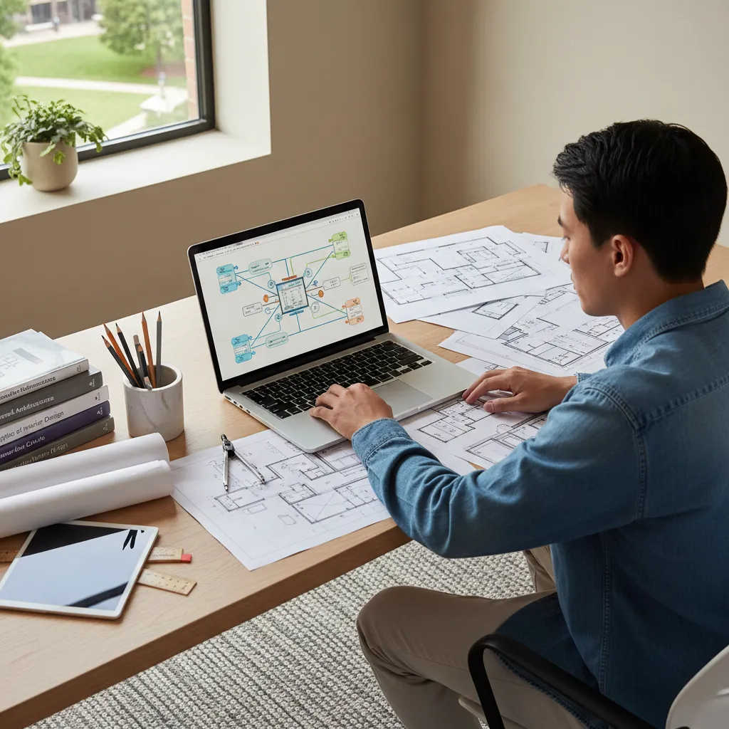 Student comparing technology career and interior design career options