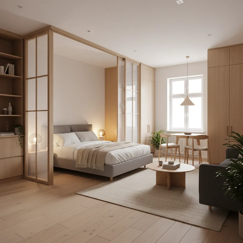 Separador de ambientes en apartamento tipo estudio