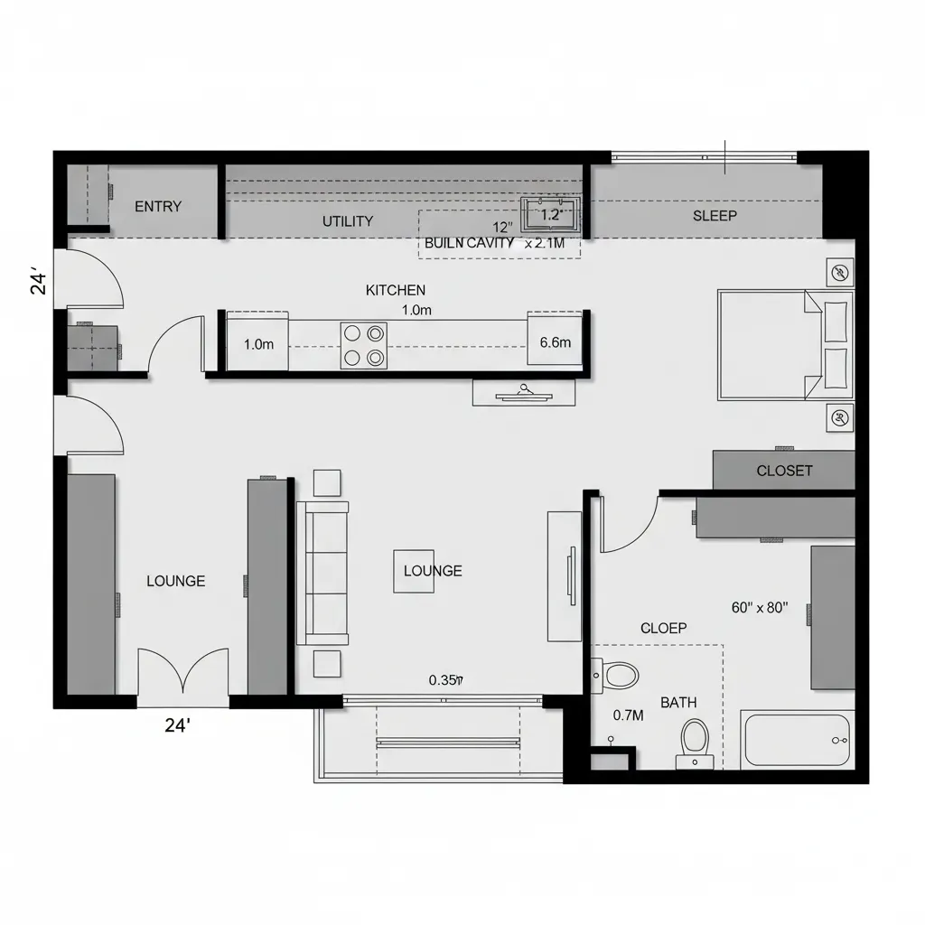 Studio Grid, 24' x 30' Minimal DWG