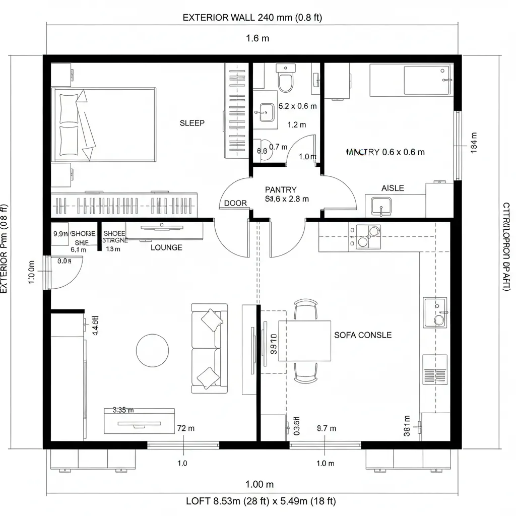 Studio Grid: 28' x 18' Micro Loft