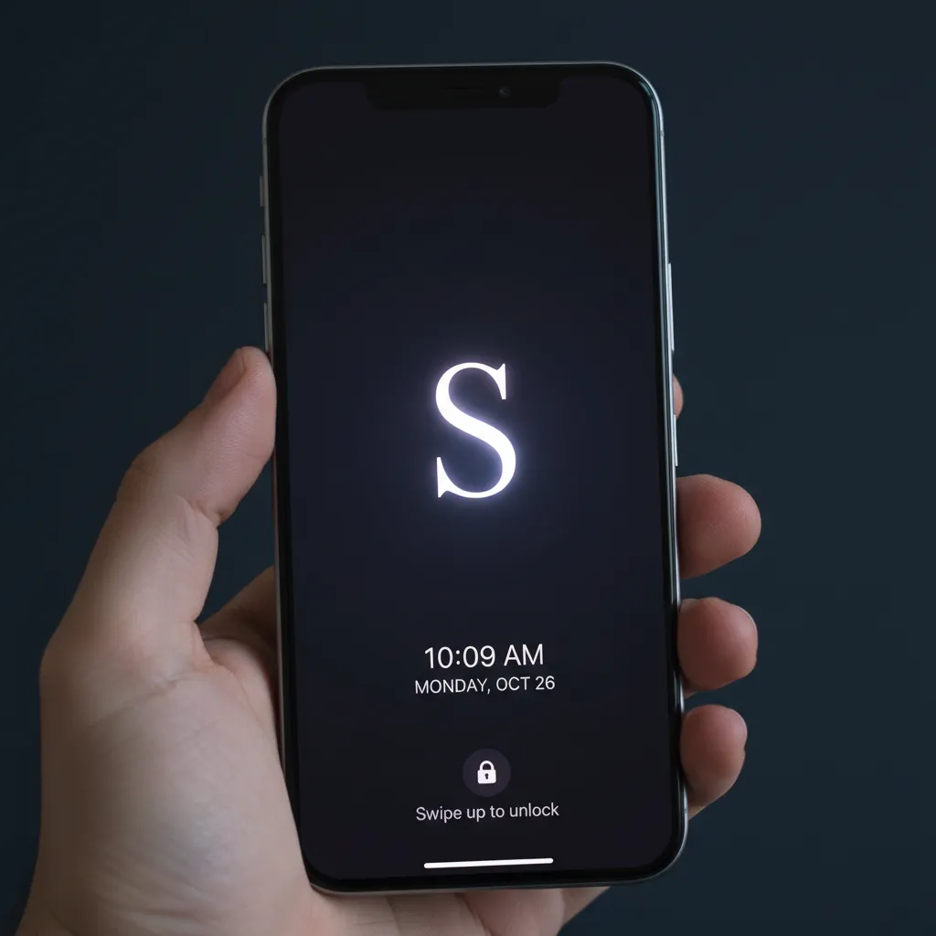 stylish S letter wallpaper on a smartphone lock screen