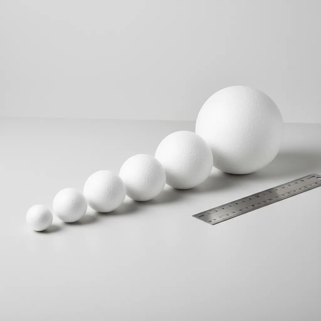 Comparison of different styrofoam ball sizes used for cell models