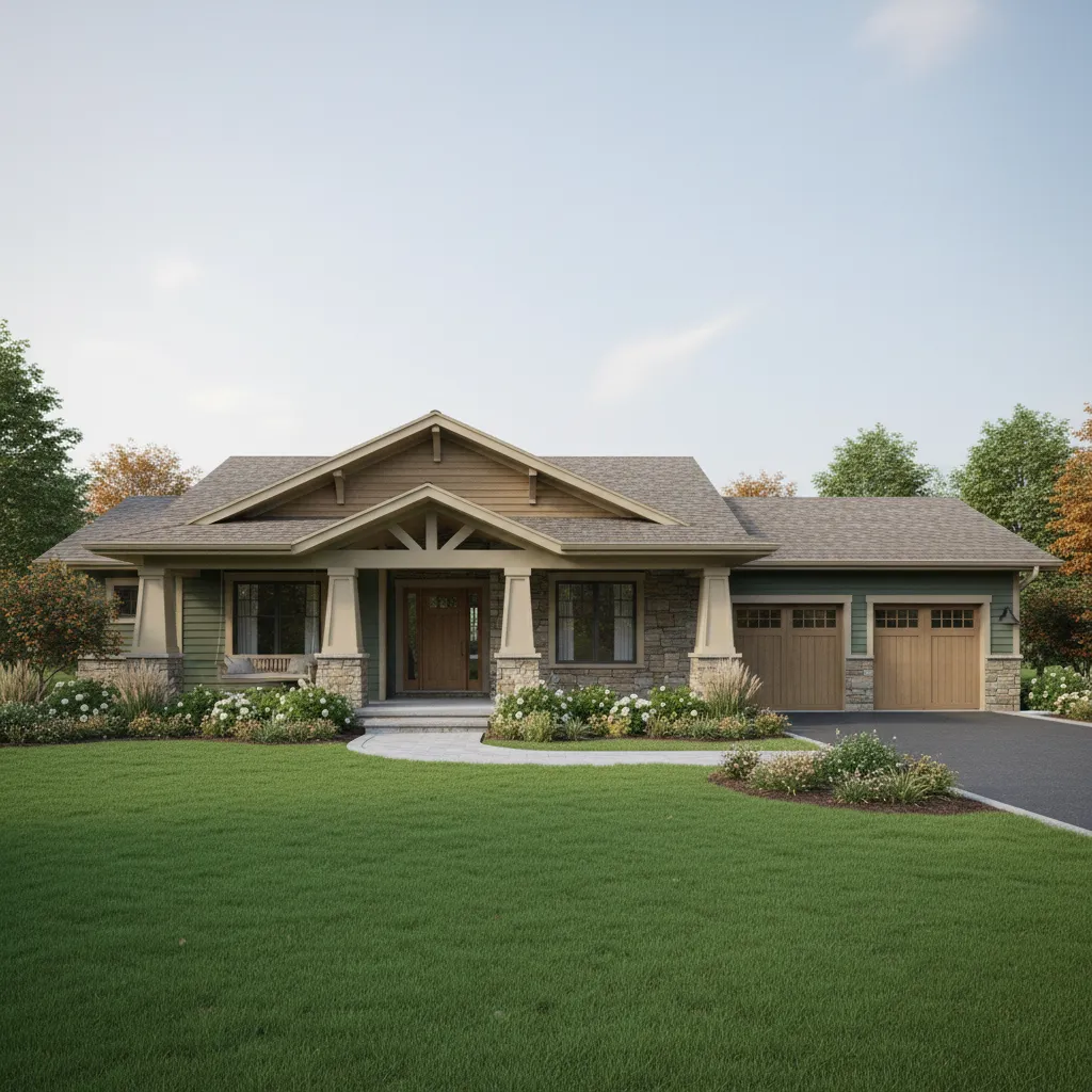 completed modern mid size suburban home exterior in the United States