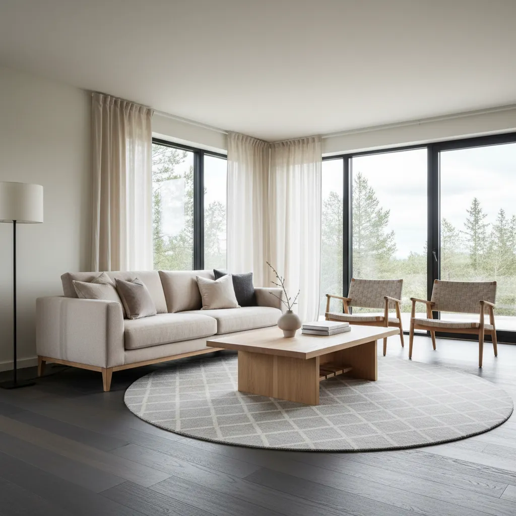 Diseño de interiores con suelo tarima gris oscura