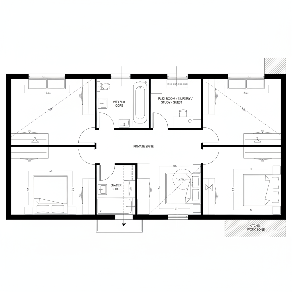 Elara 4-Bedroom Suite Floor Plan—Future Zoning and Flow
