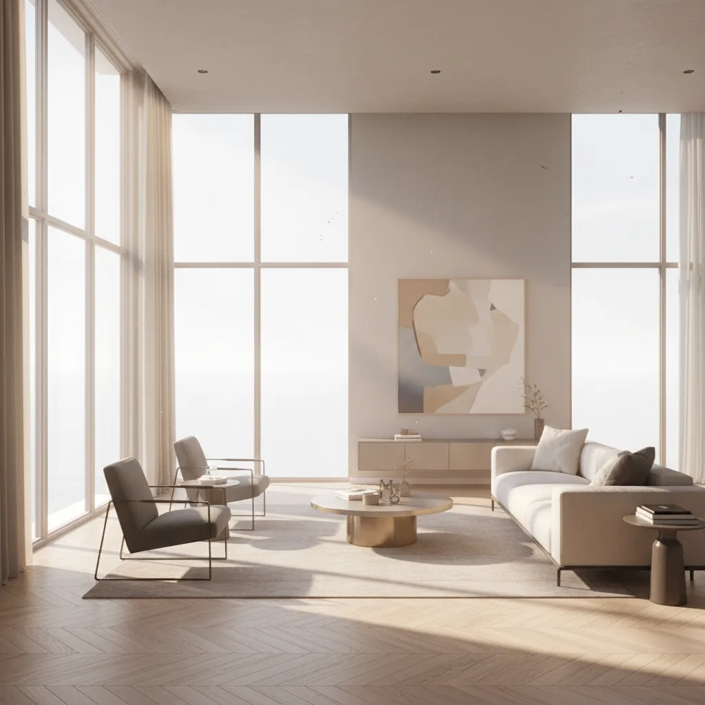 Interior room with large windows showing sunlight and heat gain affecting cooling load