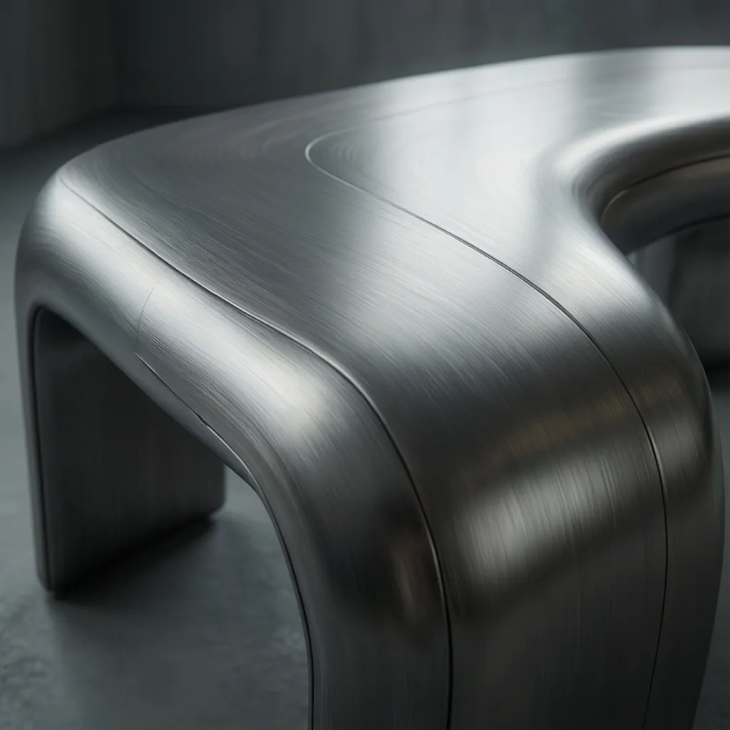 Detalle de superficie industrial con transición curva suave