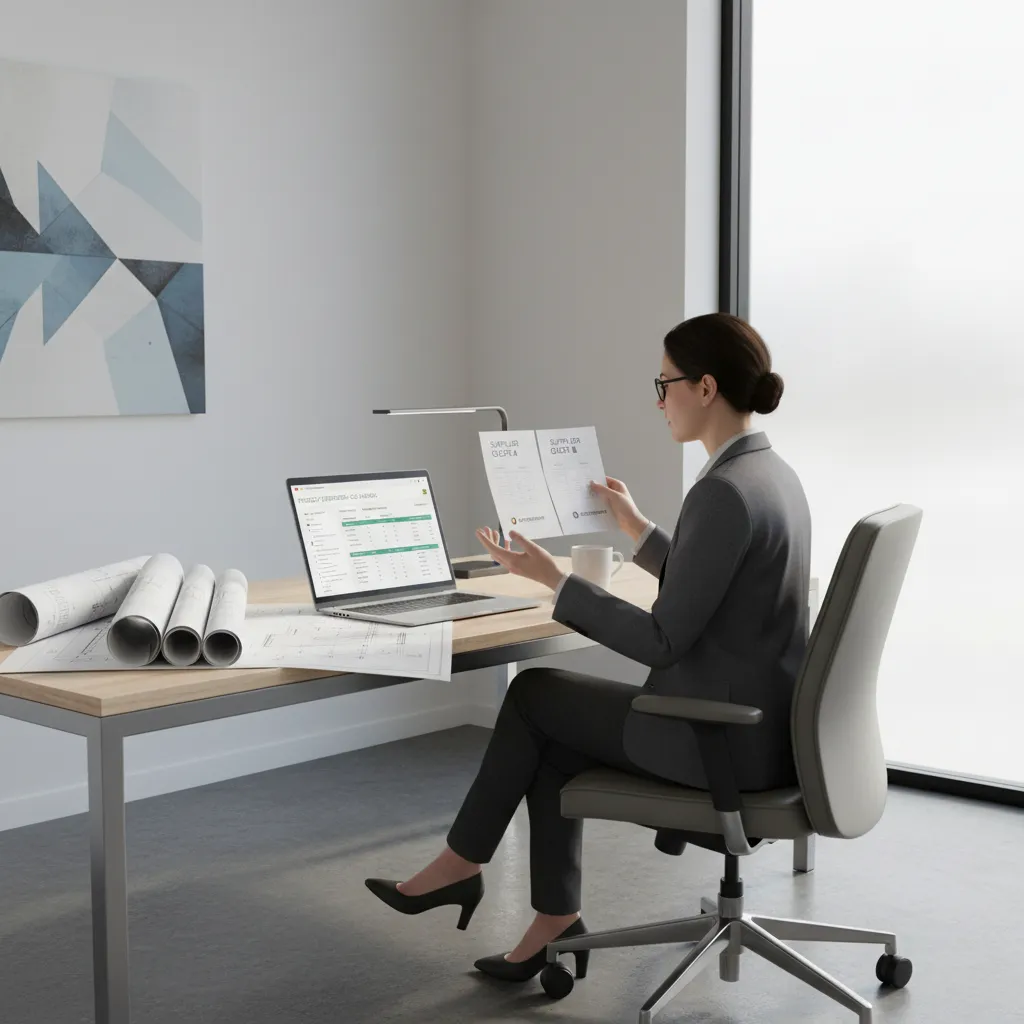 construction estimator comparing supplier quotes with digital construction cost database