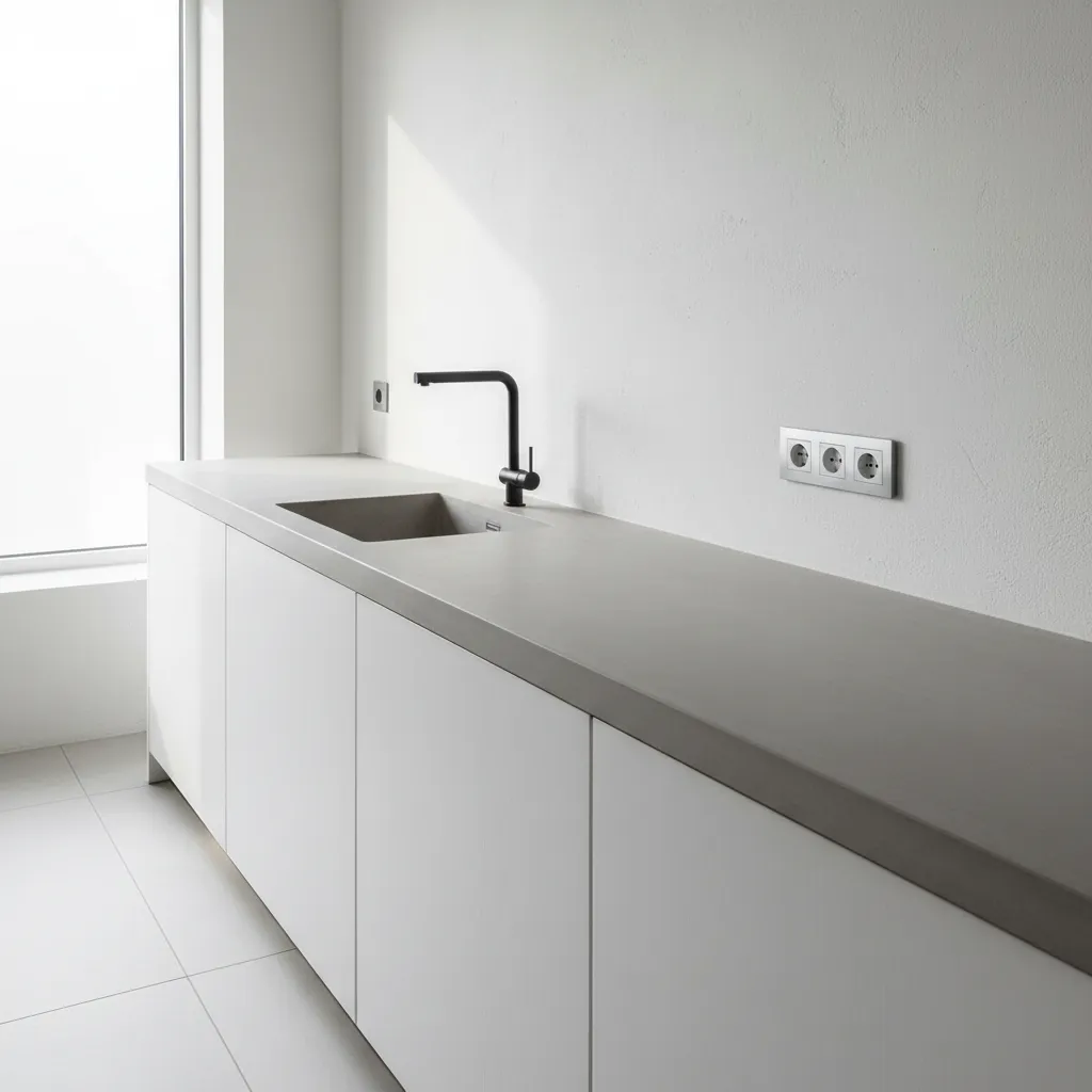 enchufe de superficie instalado junto a encimera de cocina