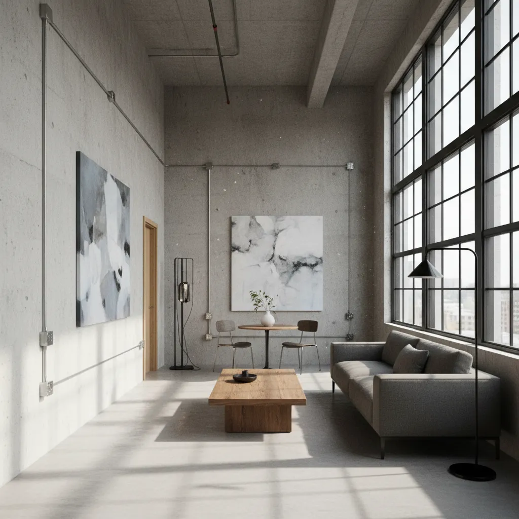 enchufes de superficie integrados en un loft moderno