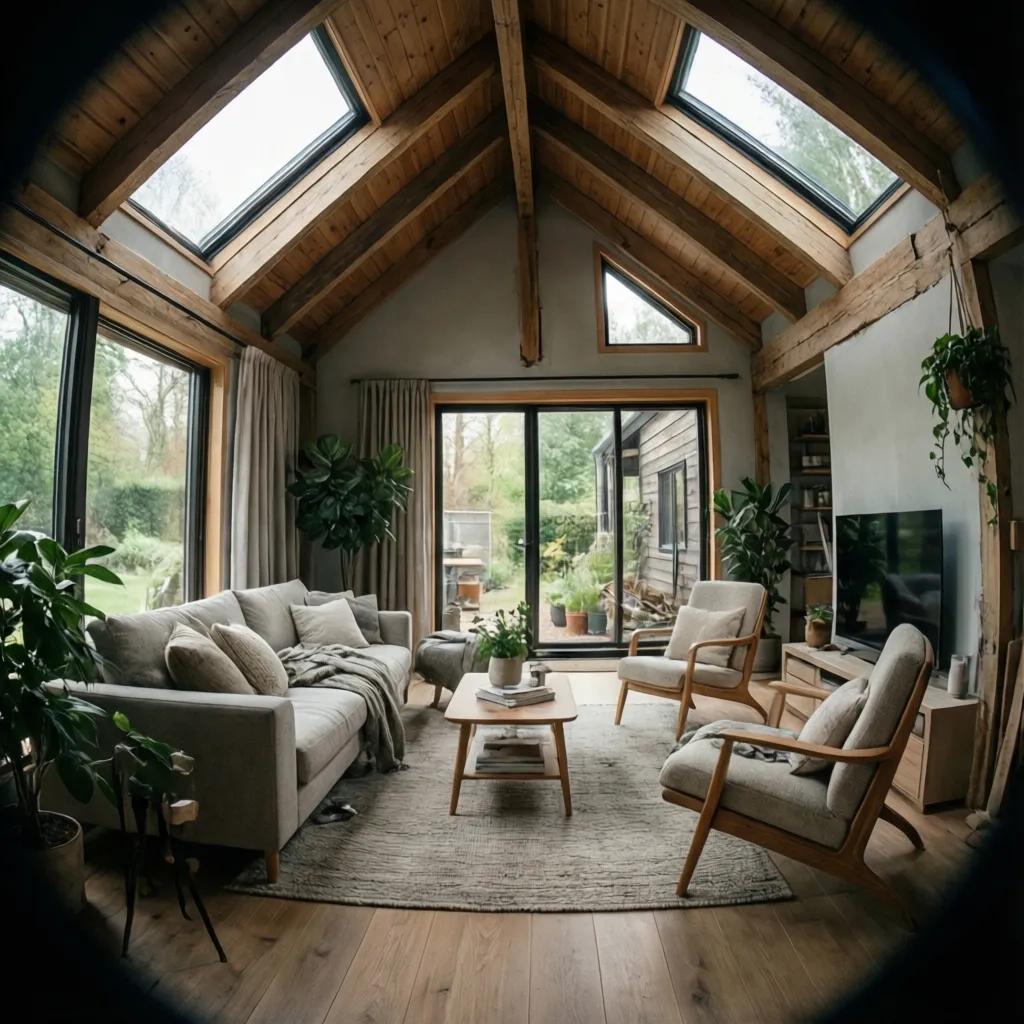 Eco-friendly home renovation using natural materials and large windows