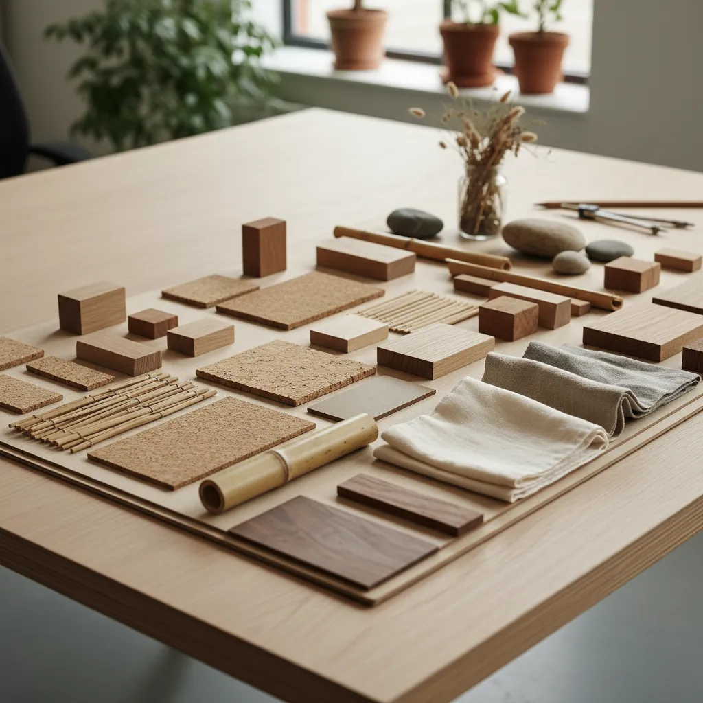Muestras de materiales sostenibles para diseño interior
