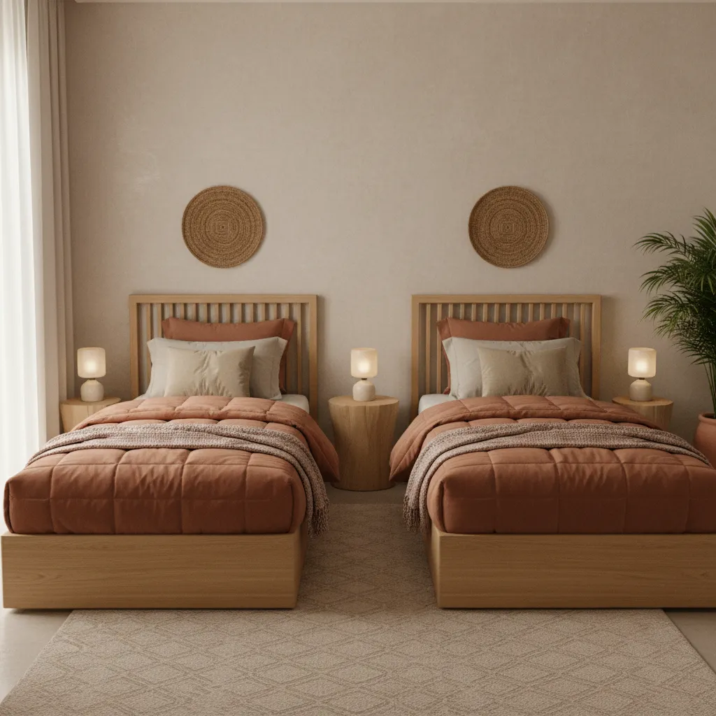 Sustainable bedroom furniture with natural wood textures