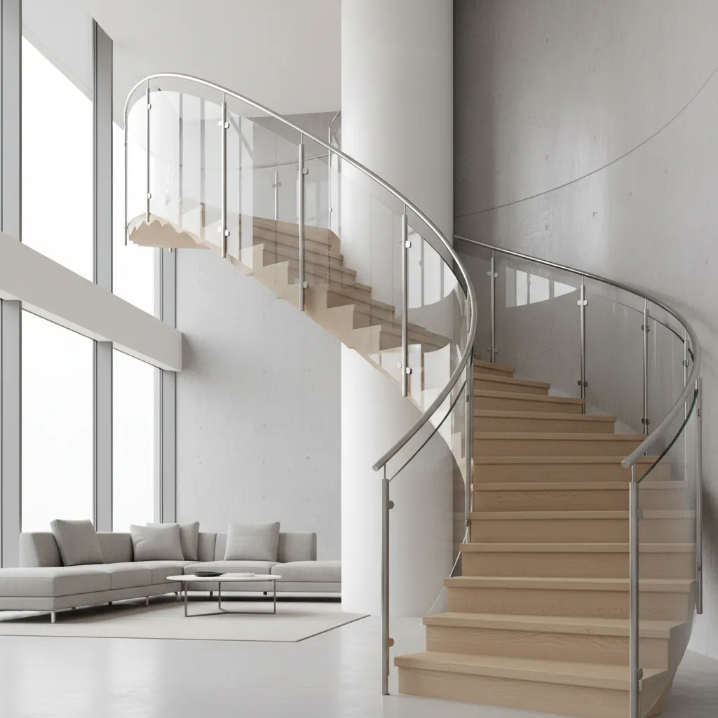CAD sweep operation creating curved staircase railing