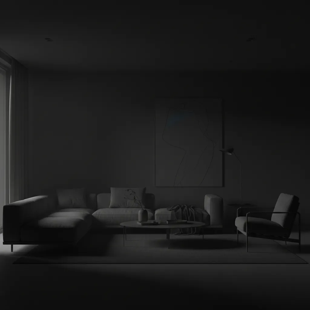 Interior render appearing dark due to missing light sources