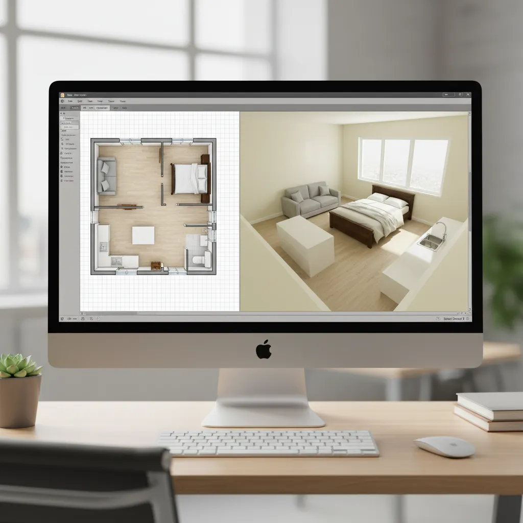 Sweet Home 3D interface showing a simple room layout ready for rendering