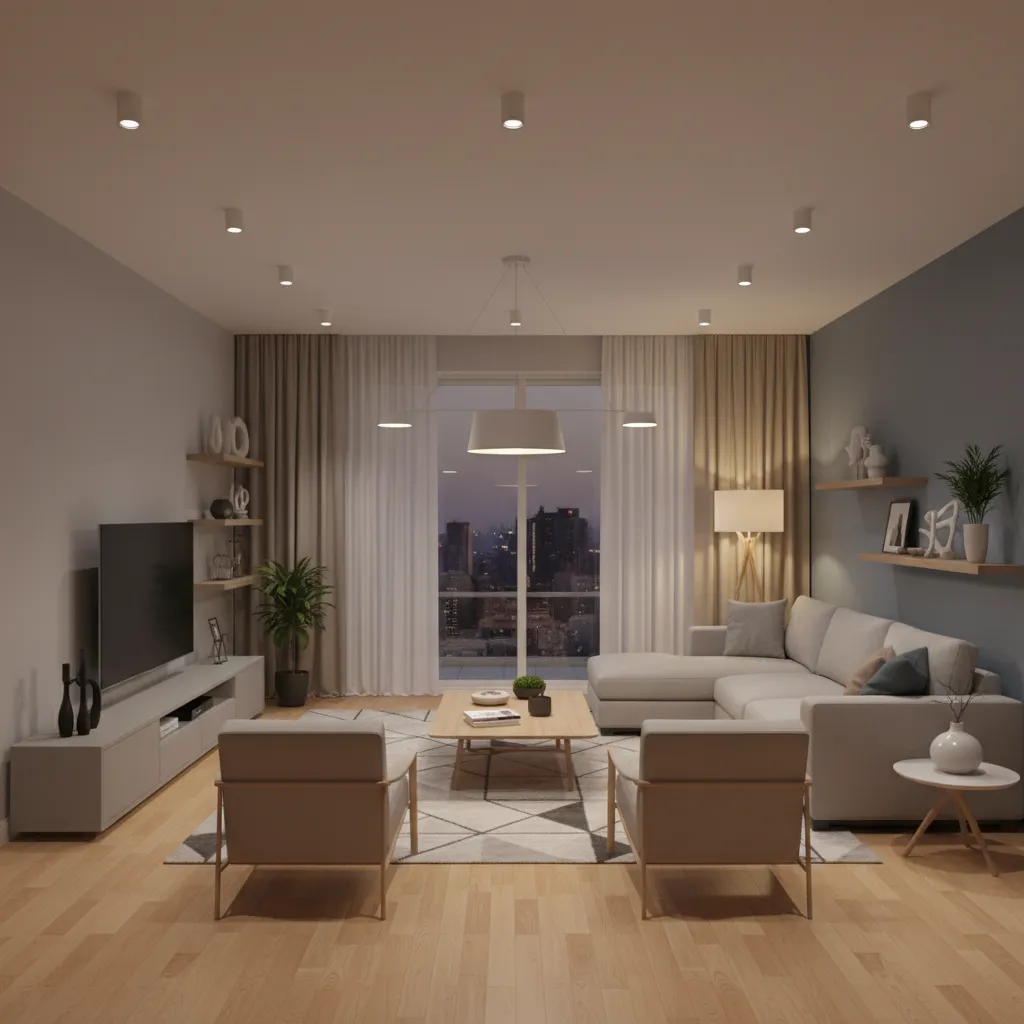 Sweet Home 3D room showing multiple light sources affecting rendering