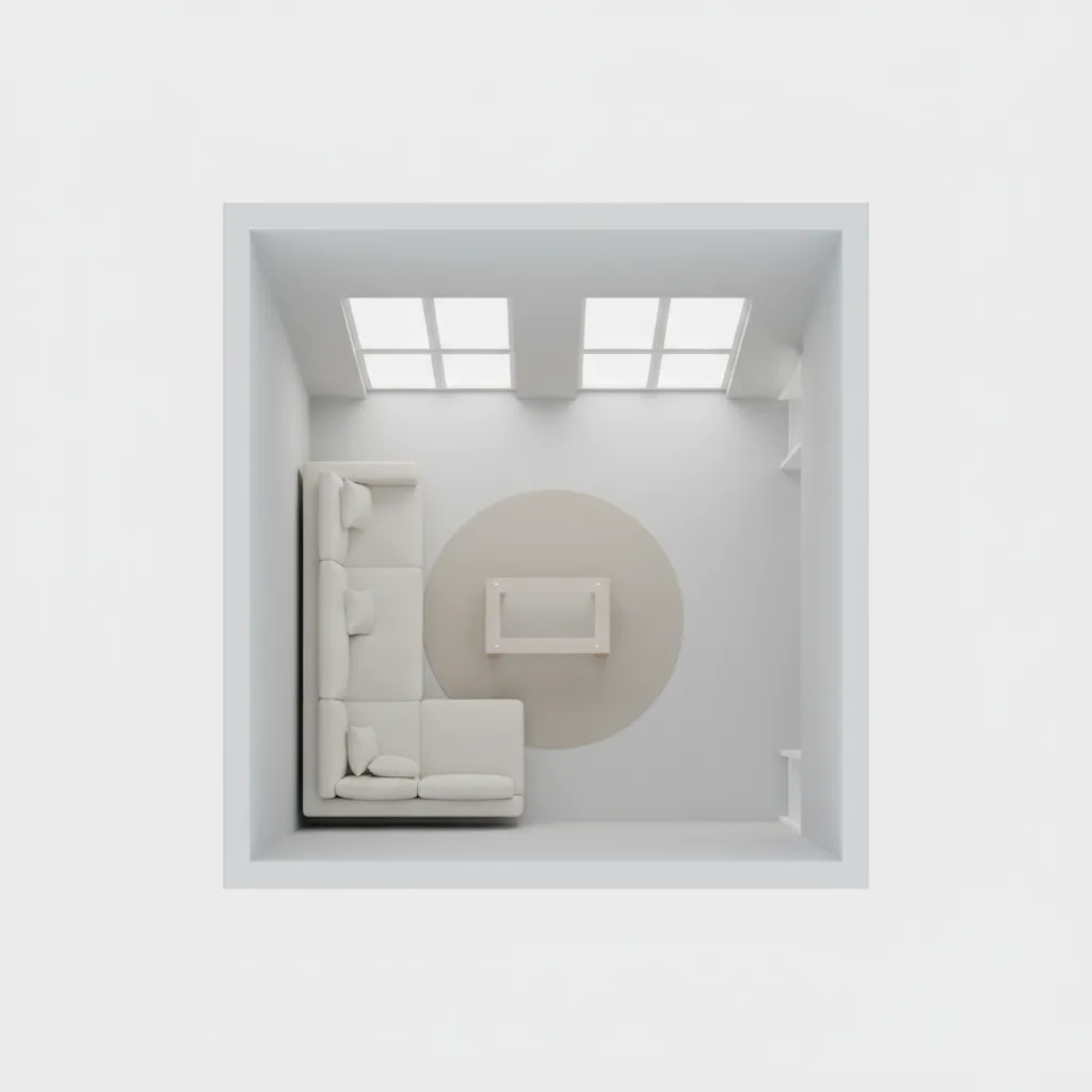 simple digital room layout with furniture placement and wall measurements