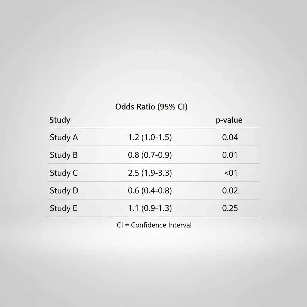 Representación visual de una tabla de odds ratio en investigación médica
