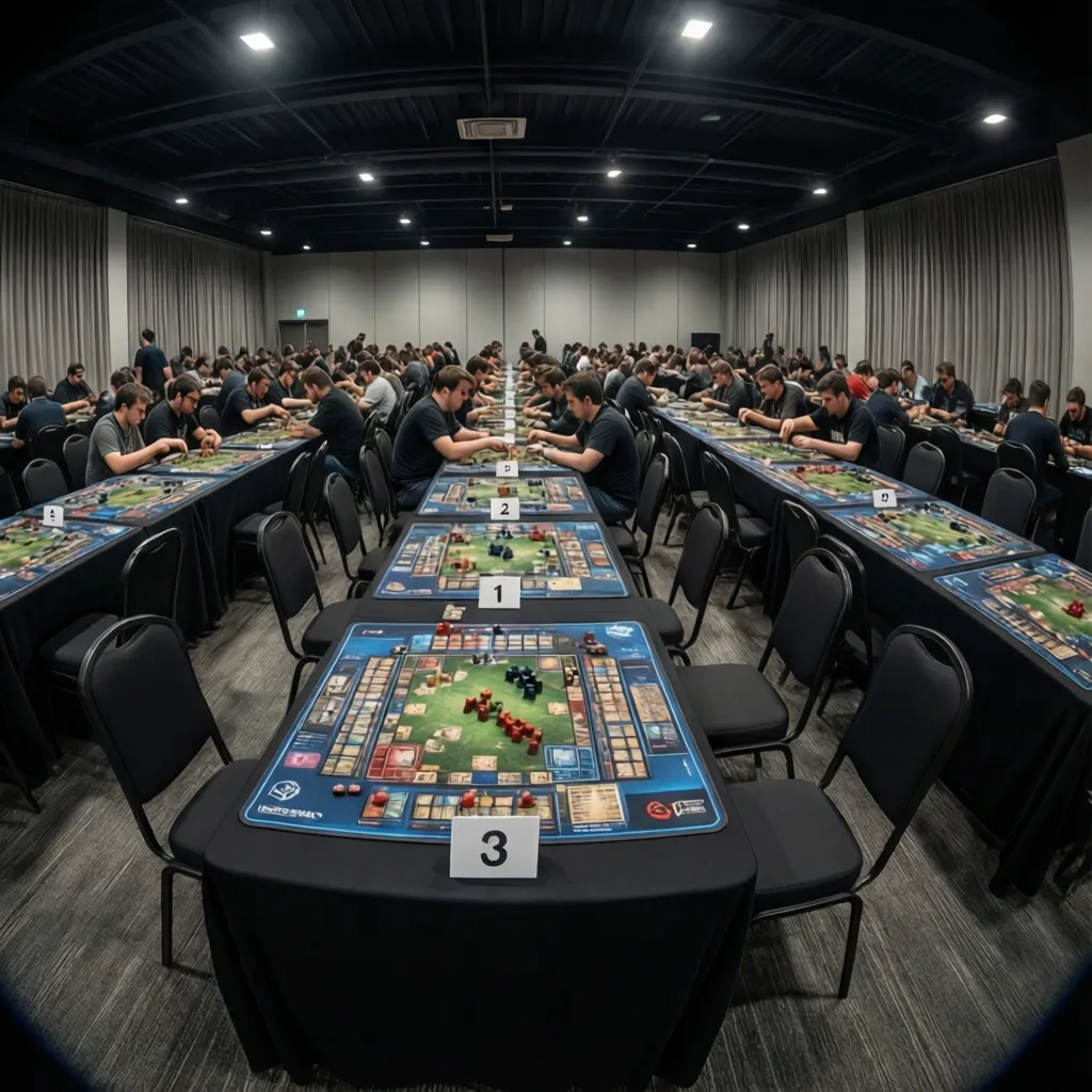 organized tabletop tournament tables with simple professional setup