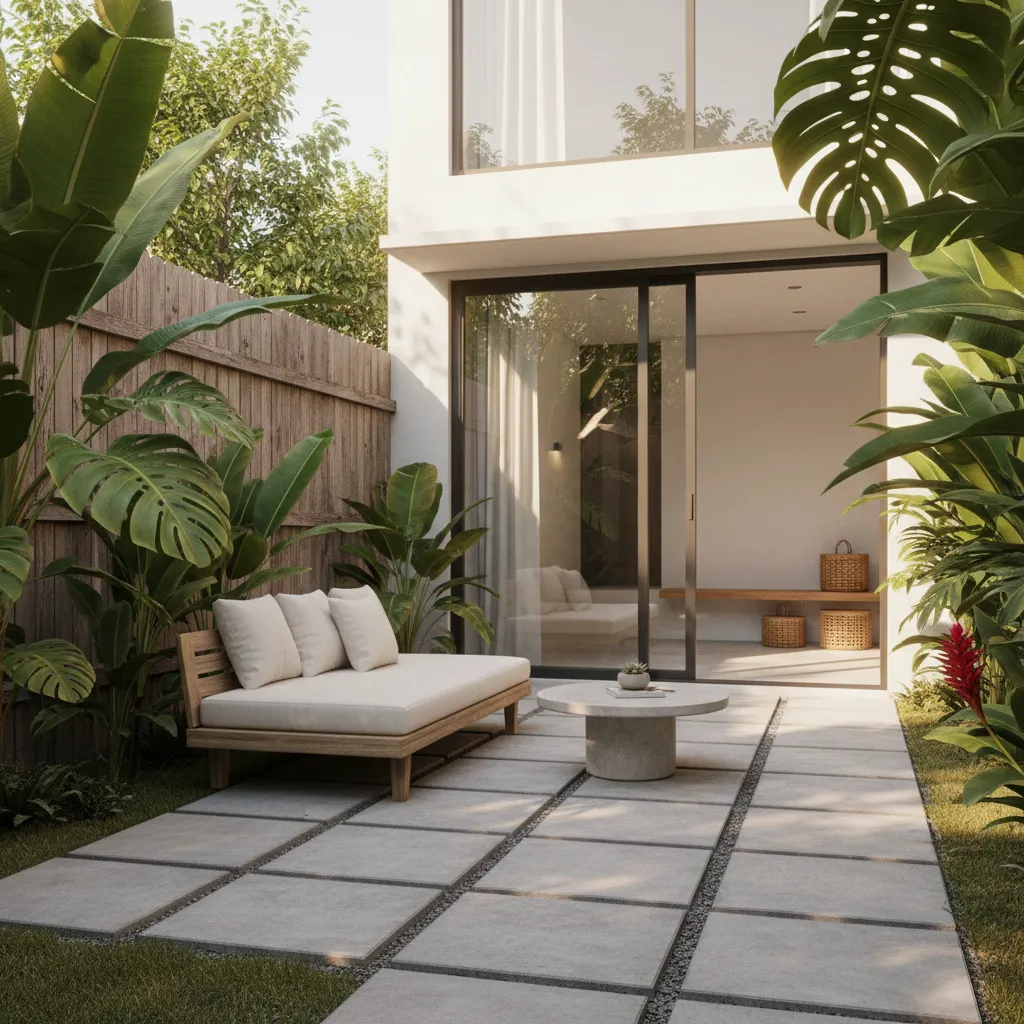 Taman belakang kecil untuk rumah ukuran 9x15