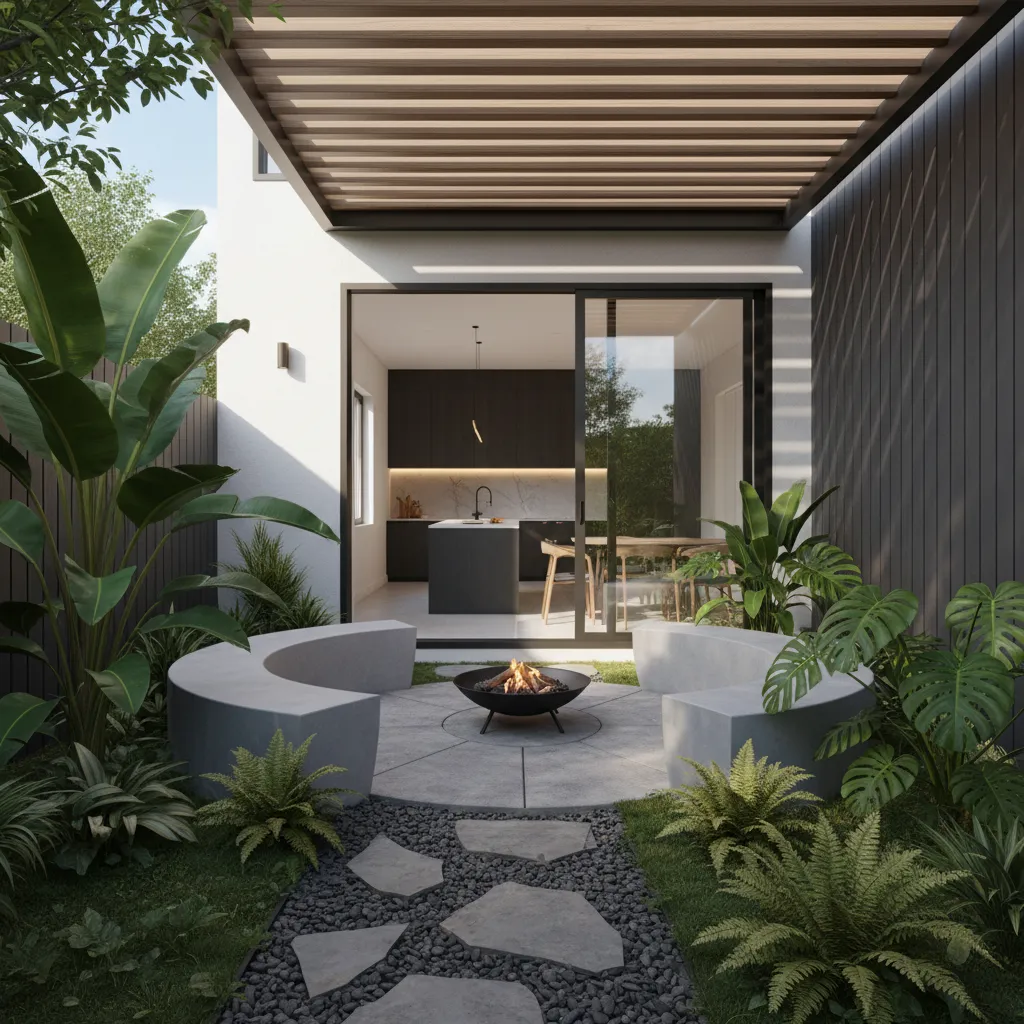Taman kecil di belakang rumah minimalis
