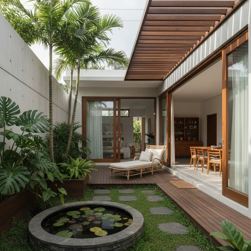 Taman kecil di belakang rumah minimalis