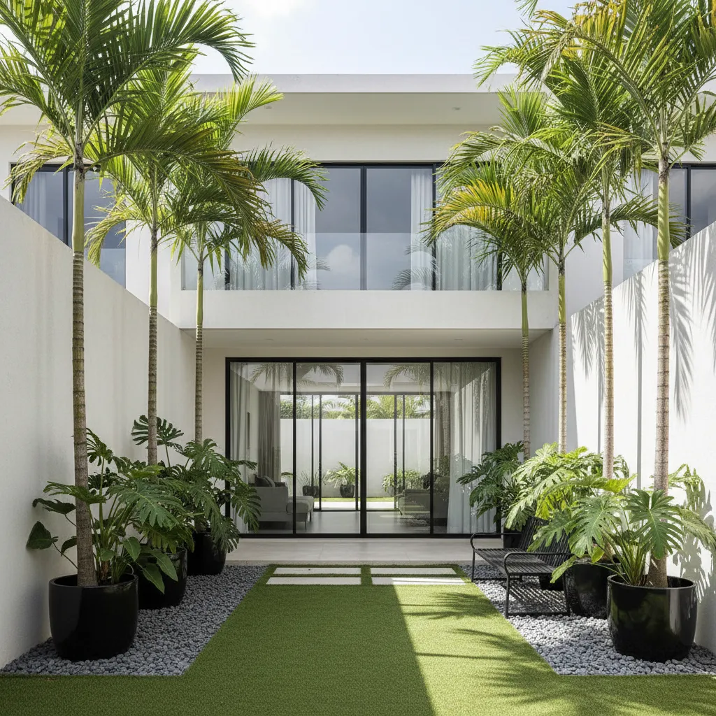 Taman belakang kecil pada rumah minimalis