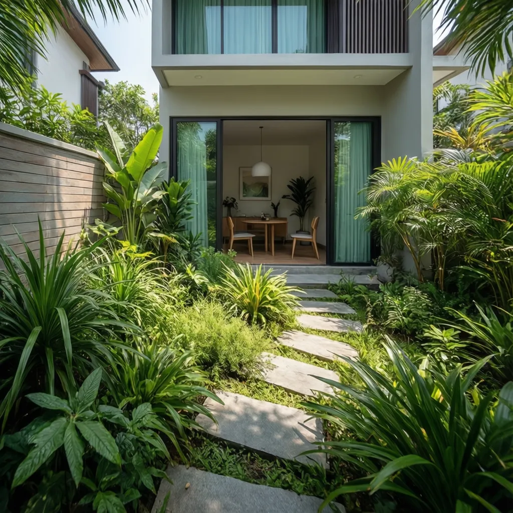 Taman belakang kecil pada rumah minimalis