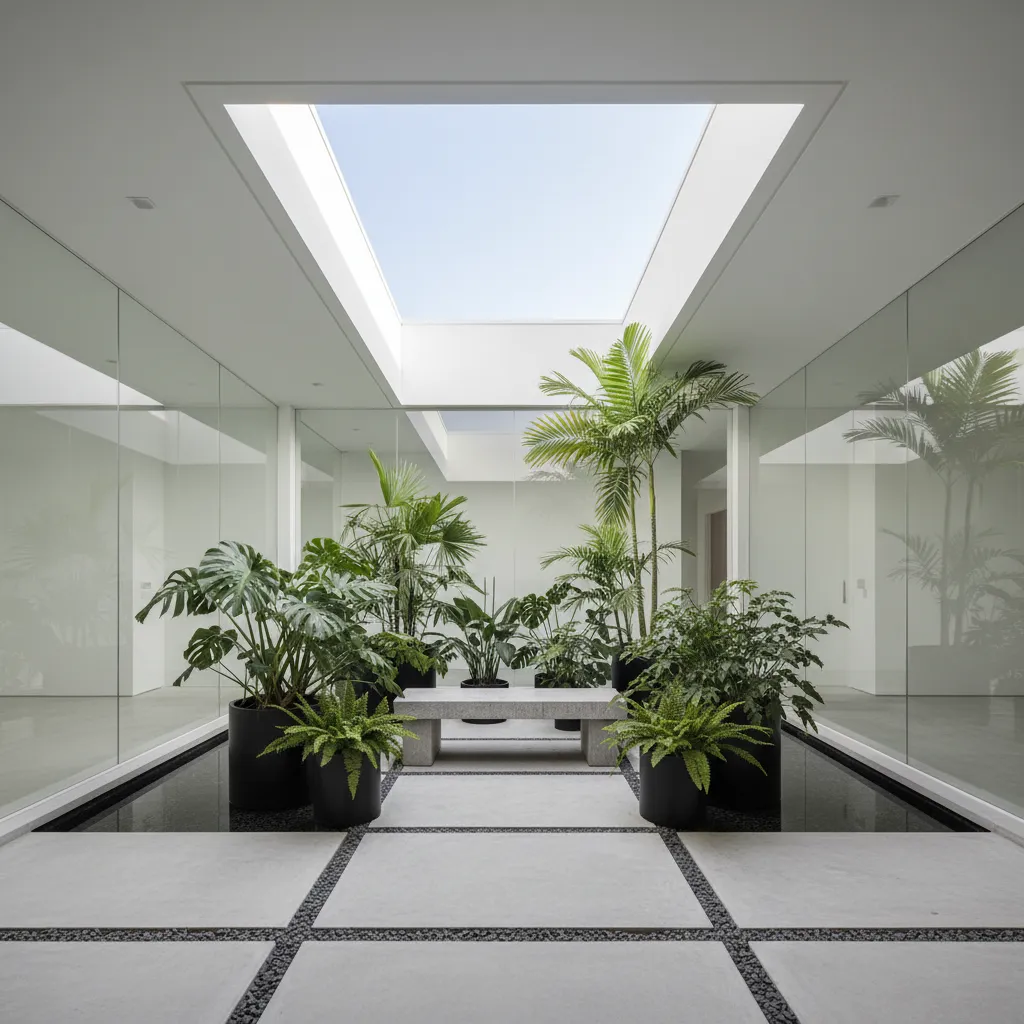 Taman kecil dalam rumah modern