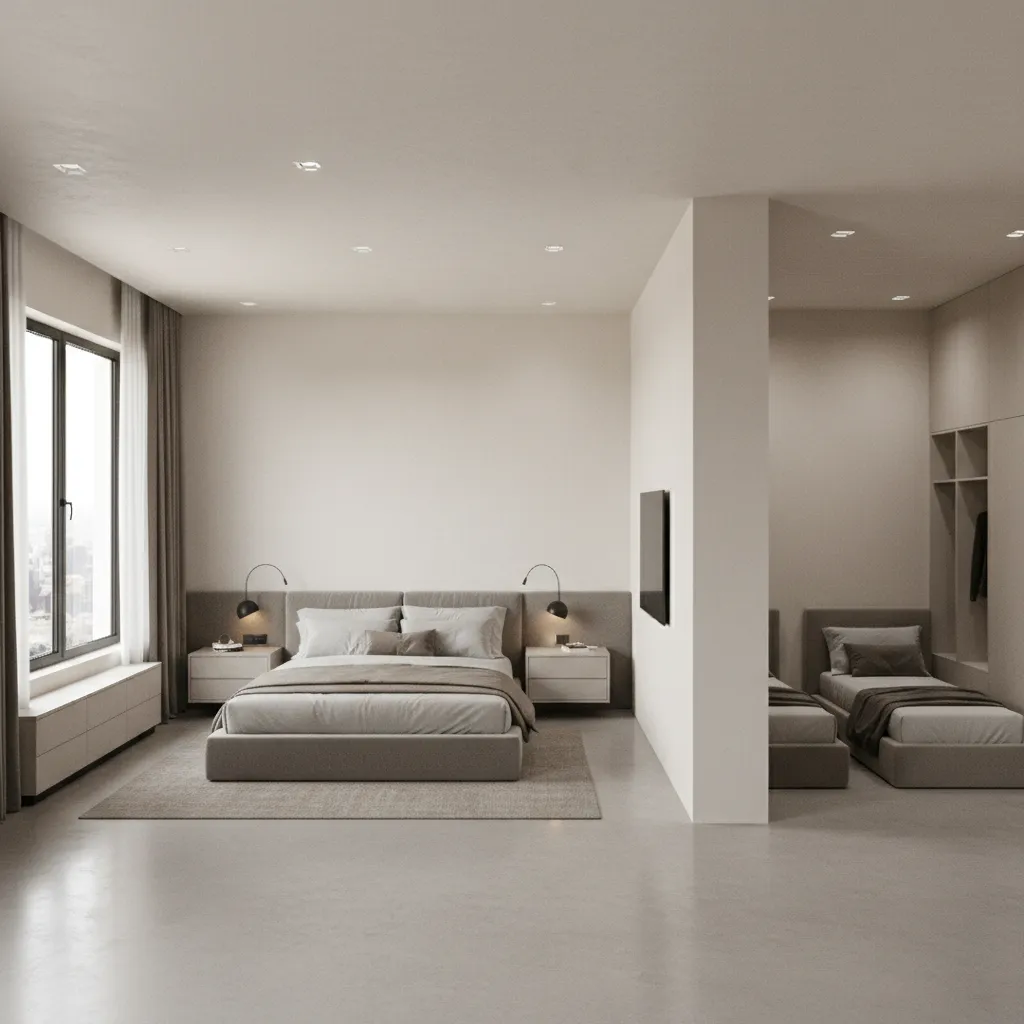 Comparación visual del tamaño de dormitorios en una casa de tres habitaciones