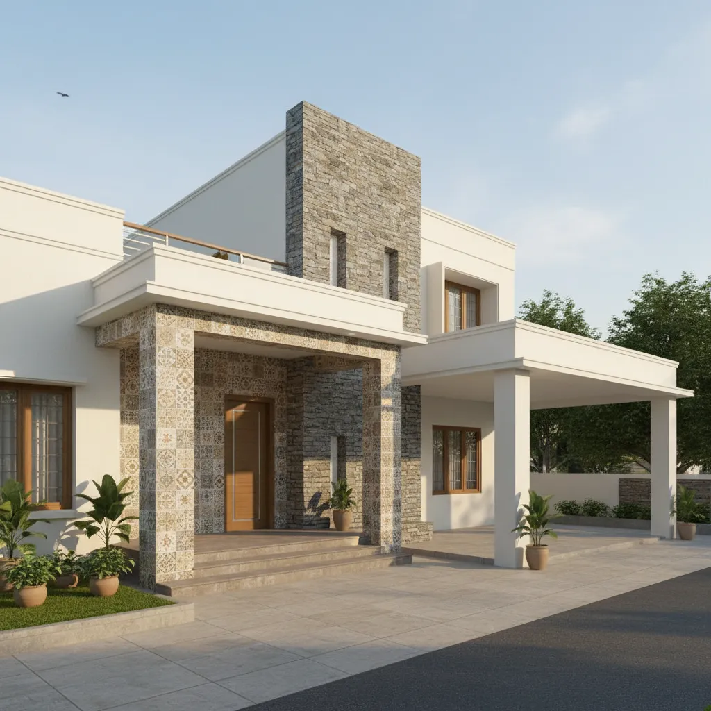 Portico Wall Tiles Designs in Tamil Nadu That Elevate Modern Homes