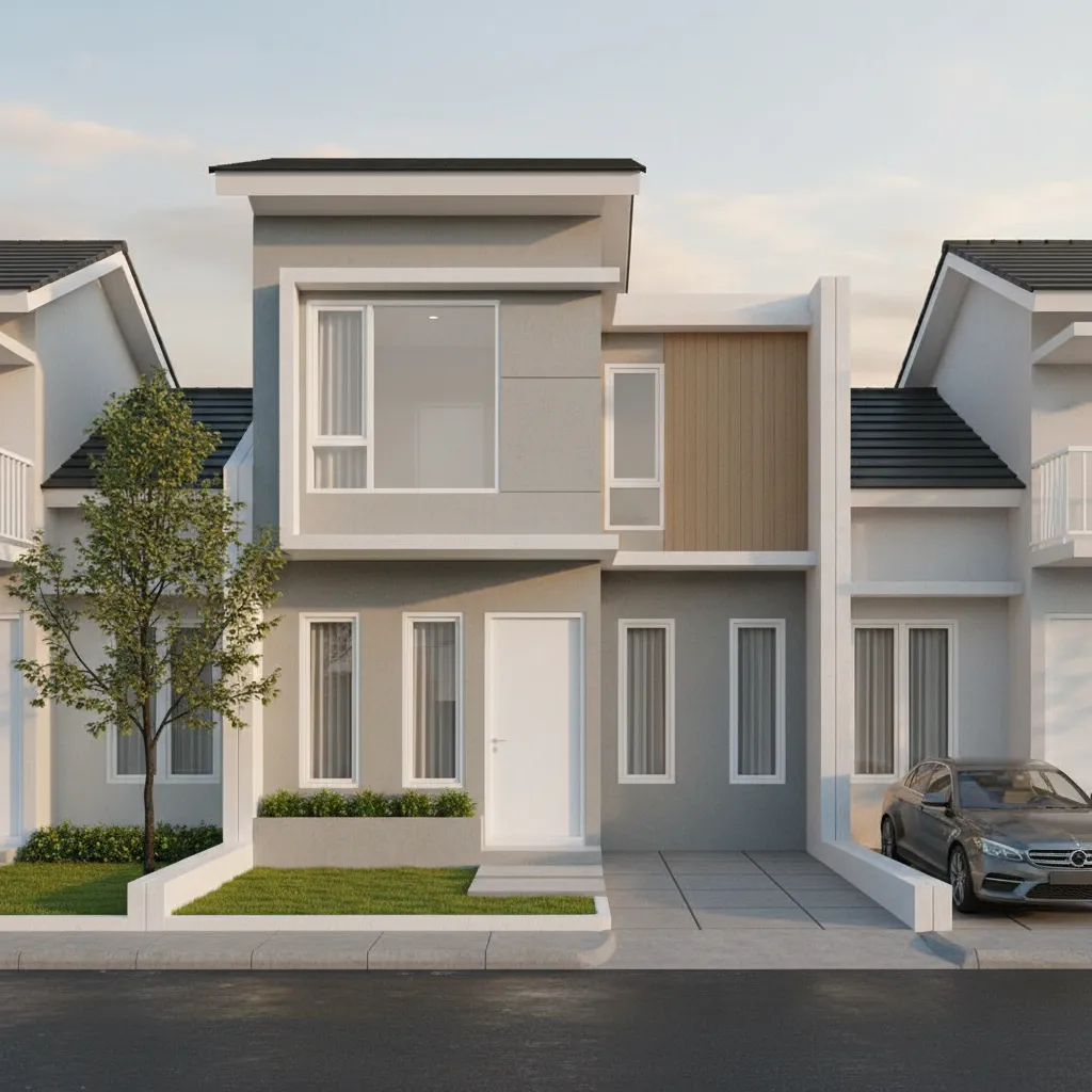 Tampak depan rumah type 36 bergaya minimalis