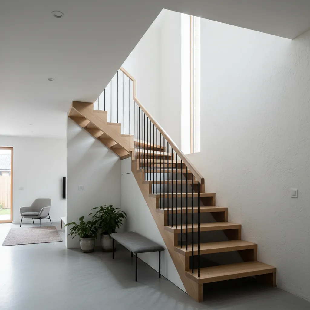 Desain tangga rumah minimalis di tengah rumah