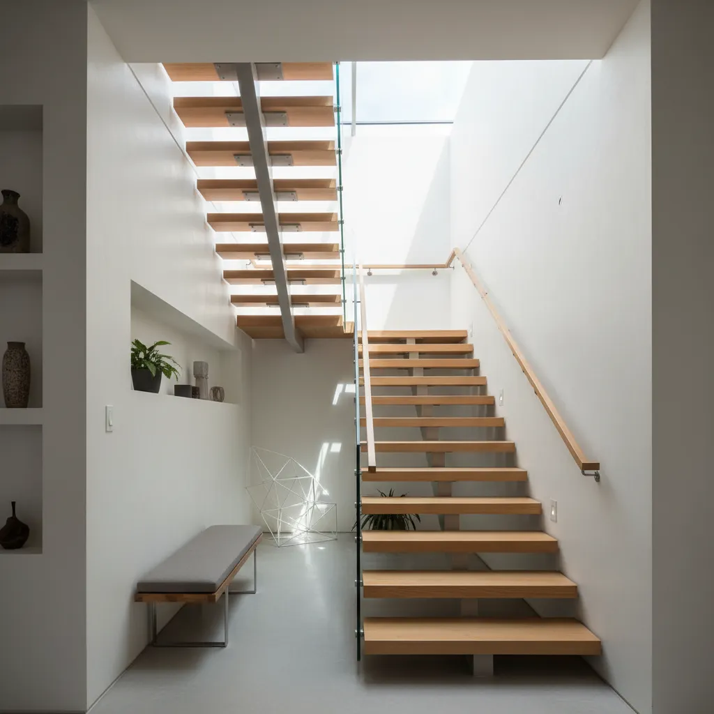 Tangga rumah minimalis di tengah ruangan