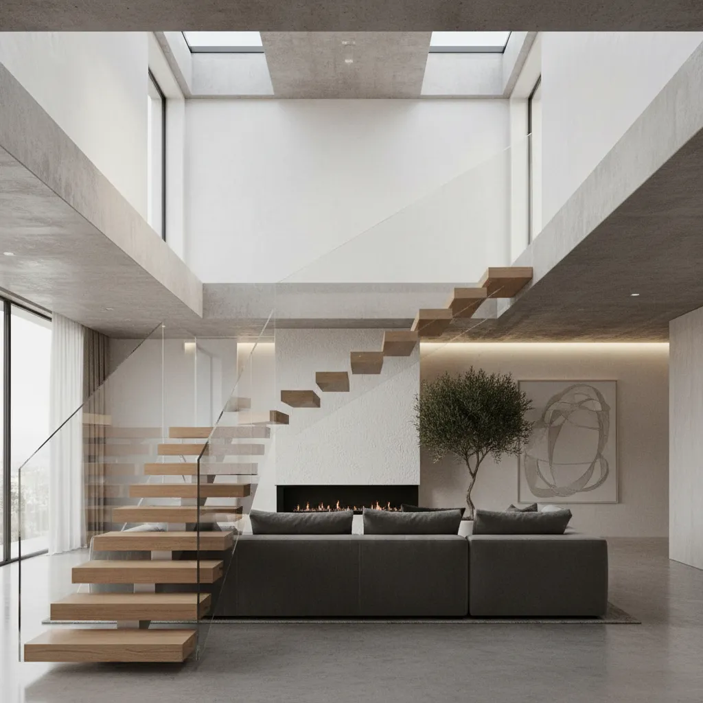 Desain tangga rumah minimalis modern dua lantai