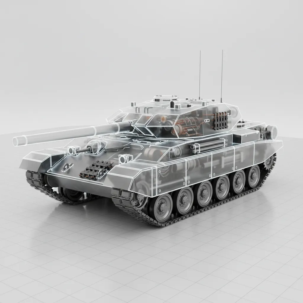tank model showing transparency gradient and material settings visualization