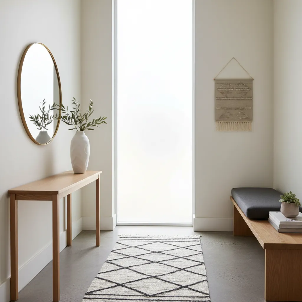 Tapete moderno minimalista en un recibidor contemporáneo