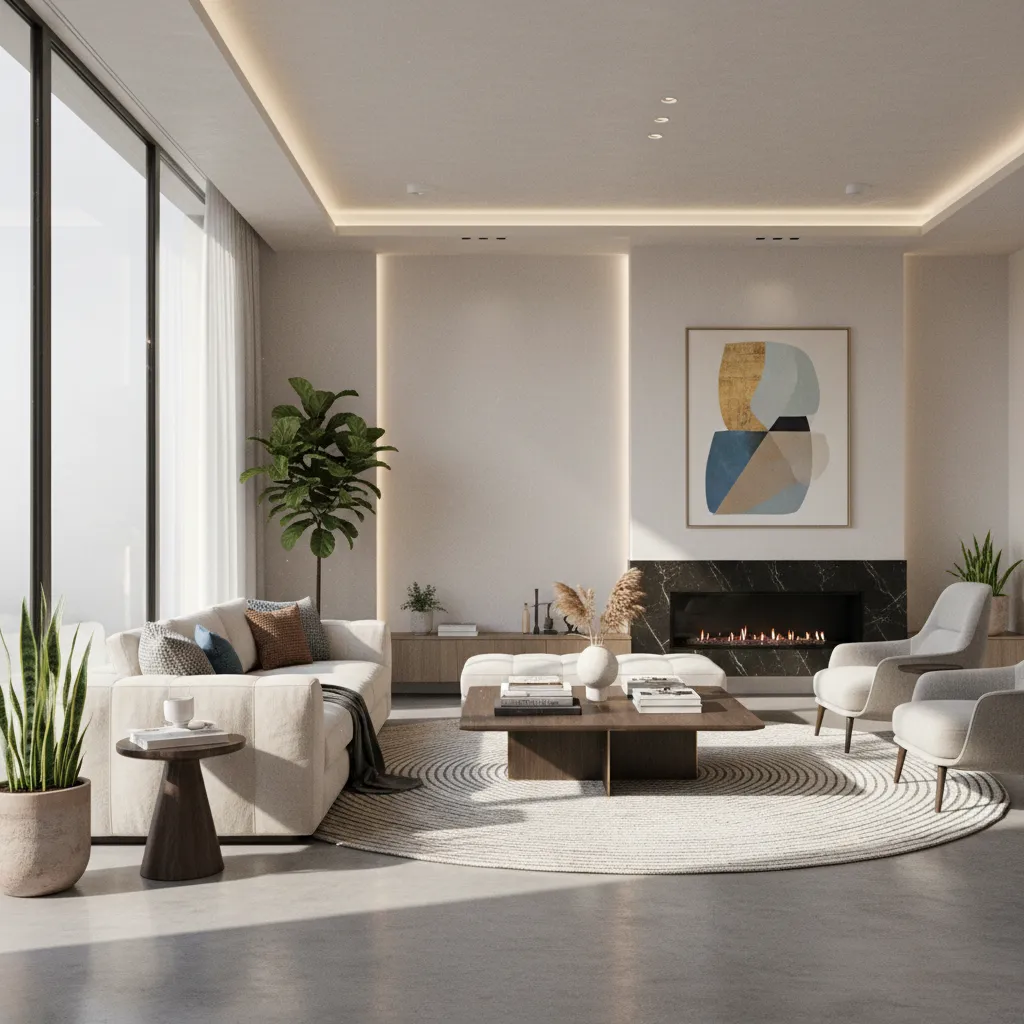 Render de interior generado por computadora mostrando iluminación realista