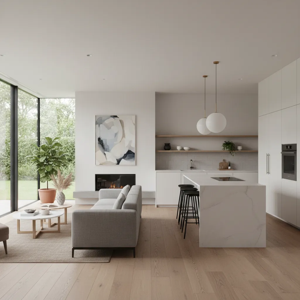 Interior rumah modern dengan tata ruang terbuka