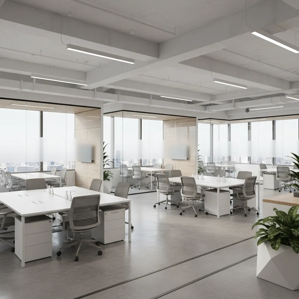 Open collaborative technology company office workspace