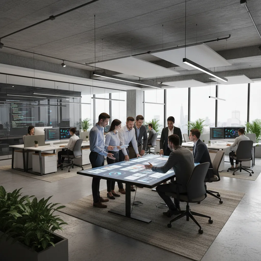 Technology professionals collaborating across design development and analytics roles