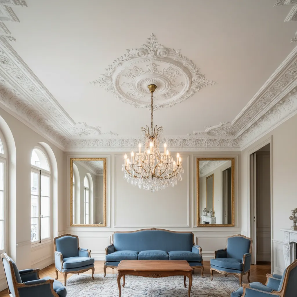 Techo clásico con molduras decorativas elegantes