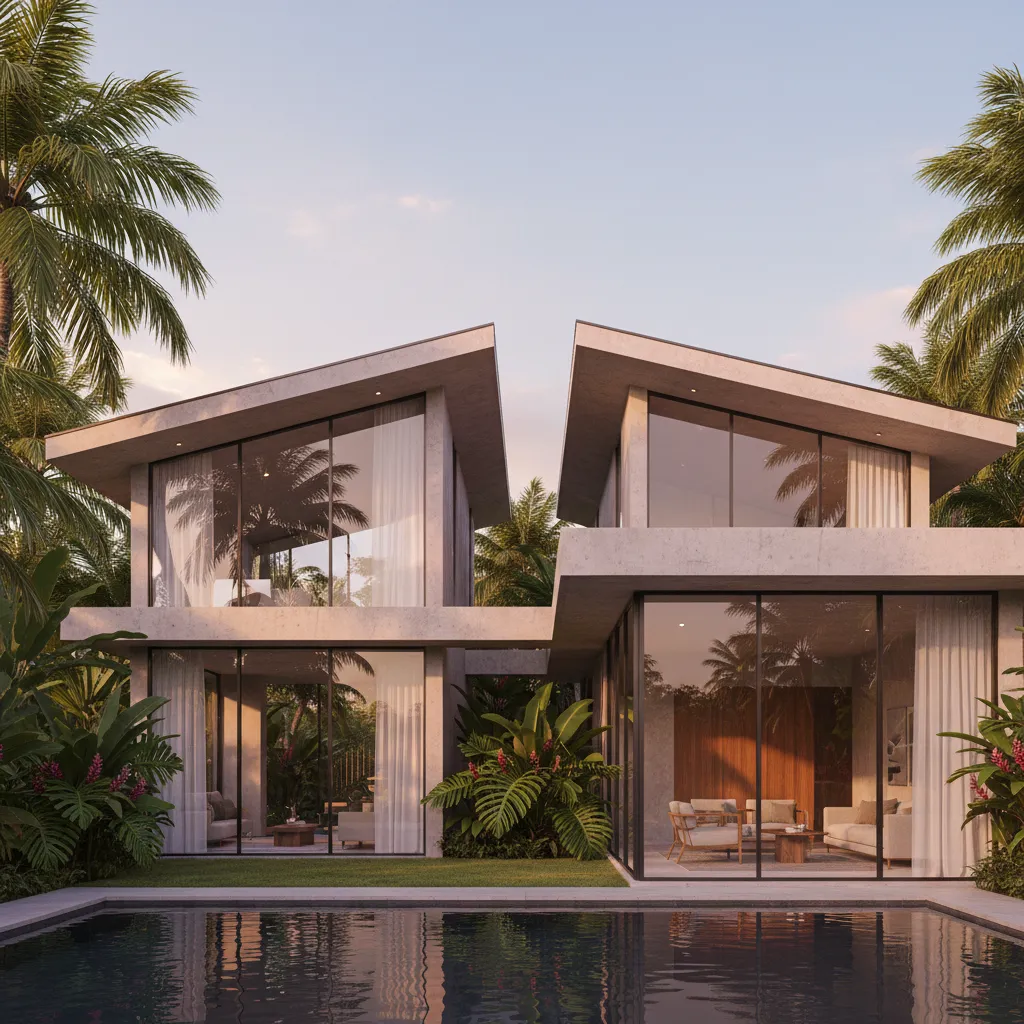 Casa moderna con techo combinado de losa e inclinación