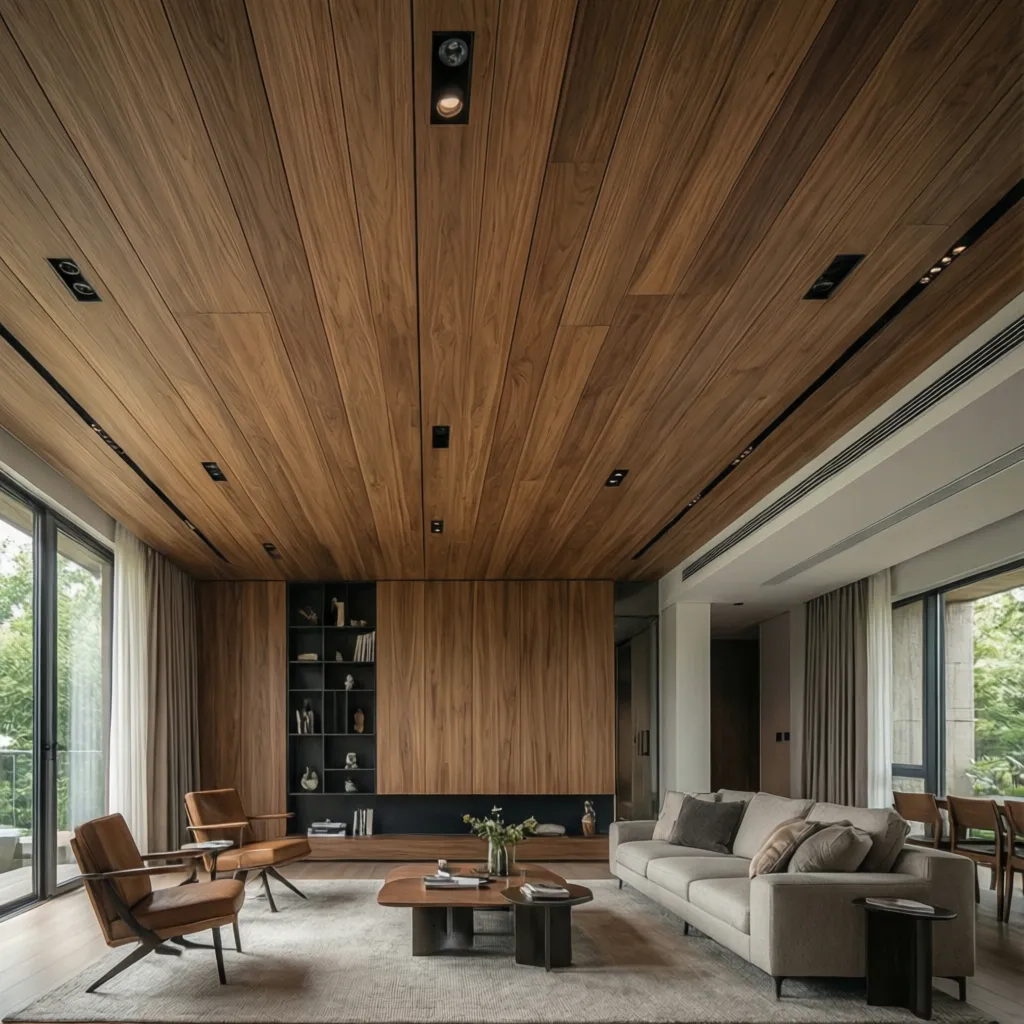 Techo moderno con paneles de madera